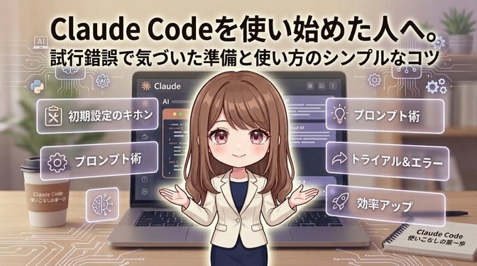 Claude Codeを使い始めた人へ。試行錯誤で気づいた準備と使い方のシンプルなコツのサムネイル